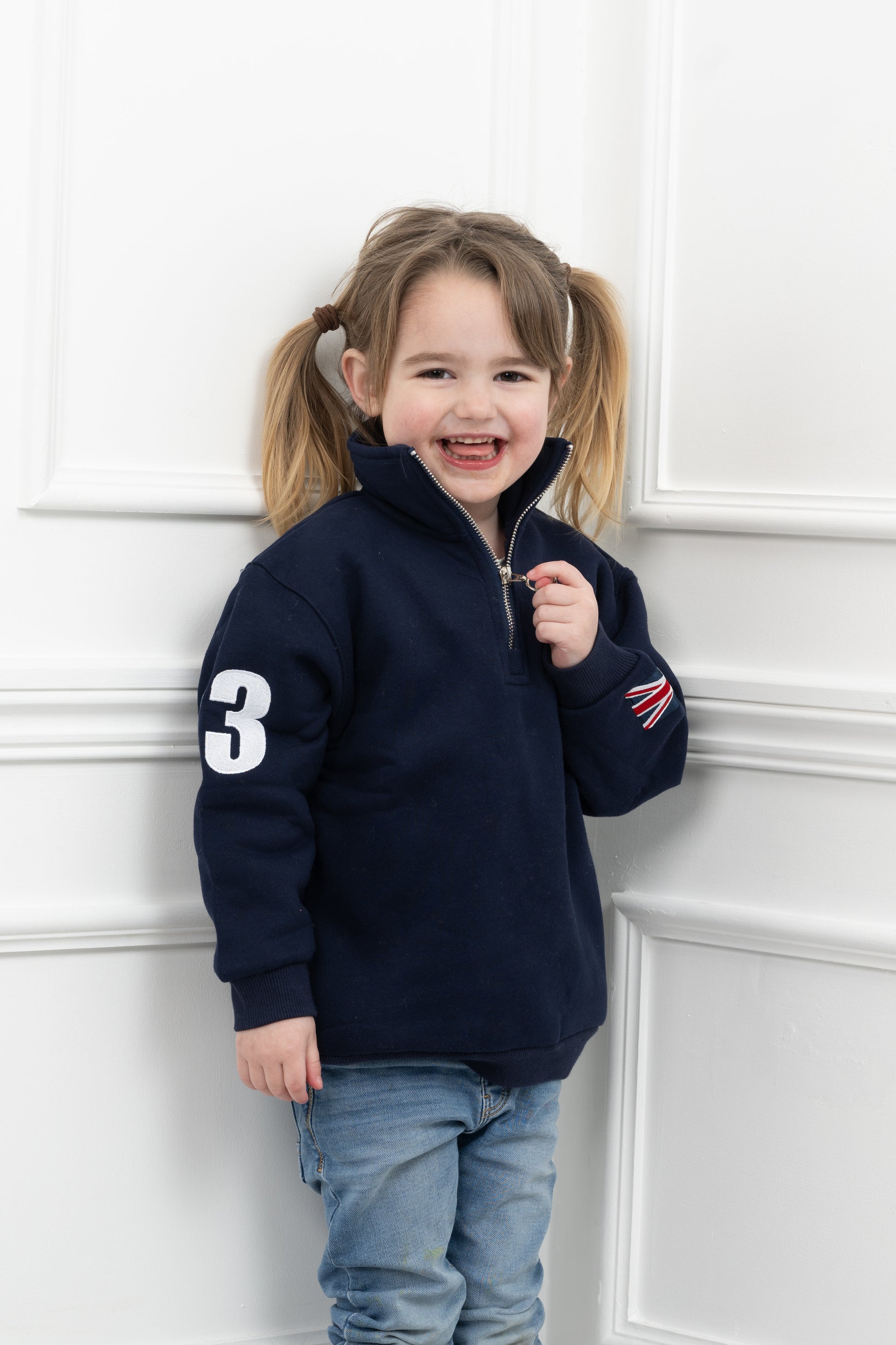 Gibsons Countrywear childrens Q zip top navy 